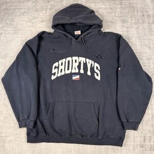 Shorty's Skateboards Sweatshirt Mens XL Blue Arch Spellout Vintage Y2K Hoodie